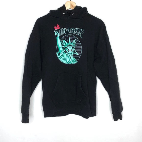 thrasher hoodie statue of liberty
